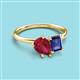 3 - Nadya Pear Shape Lab Created Ruby & Emerald Shape Iolite 2 Stone Duo Ring 