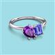 3 - Nadya Pear Shape Amethyst & Emerald Shape Tanzanite 2 Stone Duo Ring 
