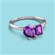 3 - Nadya Pear & Emerald Shape Amethyst 2 Stone Duo Ring 