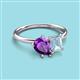 3 - Nadya Pear Shape Amethyst & Emerald Shape Aquamarine 2 Stone Duo Ring 