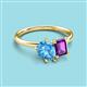 3 - Nadya Pear Shape Blue Topaz & Emerald Shape Amethyst 2 Stone Duo Ring 