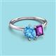 3 - Nadya Pear Shape Blue Topaz & Emerald Shape Amethyst 2 Stone Duo Ring 