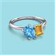 3 - Nadya Pear Shape Blue Topaz & Emerald Shape Citrine 2 Stone Duo Ring 