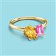 3 - Nadya Pear Shape Citrine & Emerald Shape Pink Sapphire 2 Stone Duo Ring 
