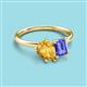 3 - Nadya Pear Shape Citrine & Emerald Shape Tanzanite 2 Stone Duo Ring 