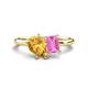 1 - Nadya Pear Shape Citrine & Emerald Shape Pink Sapphire 2 Stone Duo Ring 