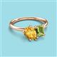 3 - Nadya Pear Shape Citrine & Emerald Shape Peridot 2 Stone Duo Ring 