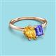3 - Nadya Pear Shape Citrine & Emerald Shape Tanzanite 2 Stone Duo Ring 