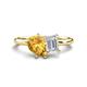 1 - Nadya Pear Shape Citrine & Emerald Shape White Sapphire 2 Stone Duo Ring 