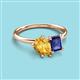 3 - Nadya Pear Shape Citrine & Emerald Shape Iolite 2 Stone Duo Ring 