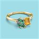 3 - Nadya Pear Shape Lab Created Alexandrite & Emerald Shape Citrine 2 Stone Duo Ring 