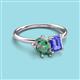 3 - Nadya Pear Shape Lab Created Alexandrite & Emerald Shape Tanzanite 2 Stone Duo Ring 