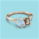 3 - Nadya Pear Shape Aquamarine & Emerald Shape Smoky Quartz 2 Stone Duo Ring 