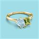 3 - Nadya Pear Shape Aquamarine & Emerald Shape Peridot 2 Stone Duo Ring 