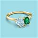 3 - Nadya Pear Shape Aquamarine & Emerald Shape Emerald 2 Stone Duo Ring 