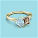 3 - Nadya Pear Shape Aquamarine & Emerald Shape Smoky Quartz 2 Stone Duo Ring 