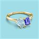 3 - Nadya Pear Shape Aquamarine & Emerald Shape Tanzanite 2 Stone Duo Ring 
