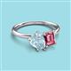 3 - Nadya Pear Shape Aquamarine & Emerald Shape Pink Tourmaline 2 Stone Duo Ring 