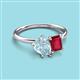 3 - Nadya Pear Shape Aquamarine & Emerald Shape Ruby 2 Stone Duo Ring 