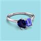 3 - Nadya Pear Shape Lab Created Blue Sapphire & Emerald Shape Tanzanite 2 Stone Duo Ring 