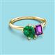 3 - Nadya Pear Shape Lab Created Emerald & Emerald Shape Amethyst 2 Stone Duo Ring 