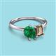 3 - Nadya Pear Shape Lab Created Emerald & Emerald Shape Smoky Quartz 2 Stone Duo Ring 