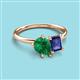 3 - Nadya Pear Shape Lab Created Emerald & Emerald Shape Iolite 2 Stone Duo Ring 