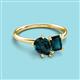 3 - Nadya Pear & Emerald Shape London Blue Topaz 2 Stone Duo Ring 