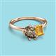 3 - Nadya Pear Shape Smoky Quartz & Emerald Shape Citrine 2 Stone Duo Ring 