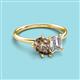 3 - Nadya Pear Shape Smoky Quartz & Emerald Shape Forever One Moissanite 2 Stone Duo Ring 