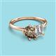 3 - Nadya Pear Shape Smoky Quartz & Emerald Shape Forever One Moissanite 2 Stone Duo Ring 