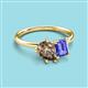 3 - Nadya Pear Shape Smoky Quartz & Emerald Shape Tanzanite 2 Stone Duo Ring 