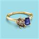 3 - Nadya Pear Shape Smoky Quartz & Emerald Shape Iolite 2 Stone Duo Ring 
