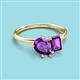 3 - Nadya Pear & Emerald Shape Amethyst 2 Stone Duo Ring 