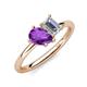 4 - Nadya Pear Shape Amethyst & Emerald Shape Forever Brilliant Moissanite 2 Stone Duo Ring 