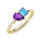 4 - Nadya Pear Shape Amethyst & Emerald Shape Blue Topaz 2 Stone Duo Ring 