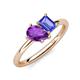 4 - Nadya Pear Shape Amethyst & Emerald Shape Tanzanite 2 Stone Duo Ring 