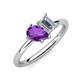 4 - Nadya Pear Shape Amethyst & Emerald Shape IGI Certified Lab Grown Diamond 2 Stone Duo Ring 