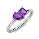 4 - Nadya Pear & Emerald Shape Amethyst 2 Stone Duo Ring 