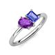 4 - Nadya Pear Shape Amethyst & Emerald Shape Tanzanite 2 Stone Duo Ring 