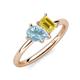 4 - Nadya Pear Shape Aquamarine & Emerald Shape Yellow Sapphire 2 Stone Duo Ring 