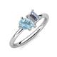 4 - Nadya Pear Shape Aquamarine & Emerald Shape Forever One Moissanite 2 Stone Duo Ring 