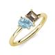 4 - Nadya Pear Shape Aquamarine & Emerald Shape Smoky Quartz 2 Stone Duo Ring 
