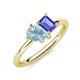 4 - Nadya Pear Shape Aquamarine & Emerald Shape Tanzanite 2 Stone Duo Ring 
