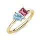 4 - Nadya Pear Shape Aquamarine & Emerald Shape Pink Tourmaline 2 Stone Duo Ring 