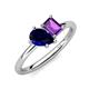 4 - Nadya Pear Shape Lab Created Blue Sapphire & Emerald Shape Amethyst 2 Stone Duo Ring 