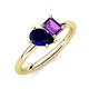 4 - Nadya Pear Shape Lab Created Blue Sapphire & Emerald Shape Amethyst 2 Stone Duo Ring 