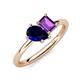 4 - Nadya Pear Shape Lab Created Blue Sapphire & Emerald Shape Amethyst 2 Stone Duo Ring 