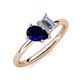 4 - Nadya Pear Shape Lab Created Blue Sapphire & Emerald Shape Forever One Moissanite 2 Stone Duo Ring 