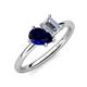 4 - Nadya Pear Shape Lab Created Blue Sapphire & Emerald Shape Forever One Moissanite 2 Stone Duo Ring 